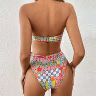 WW | Ethnischer Print Hochgeschnittener Halter Monokini Brasilianischer Einteiler Badeanzug