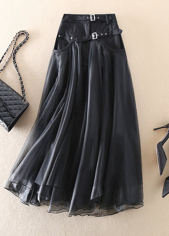 Damen Midi-Rock aus leichtem Tüll mit Patchwork-Design und Gummibund