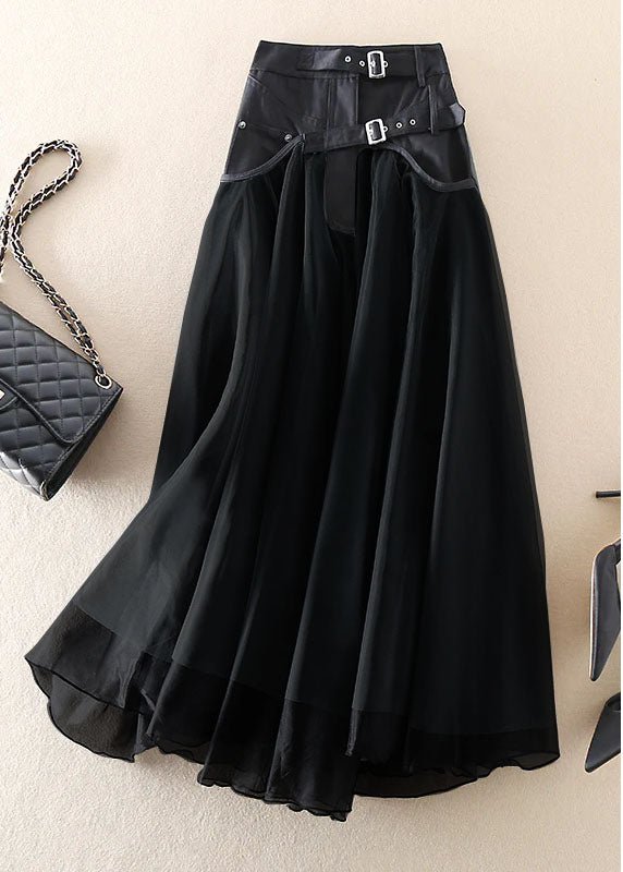 Damen Midi-Rock aus leichtem Tüll mit Patchwork-Design und Gummibund