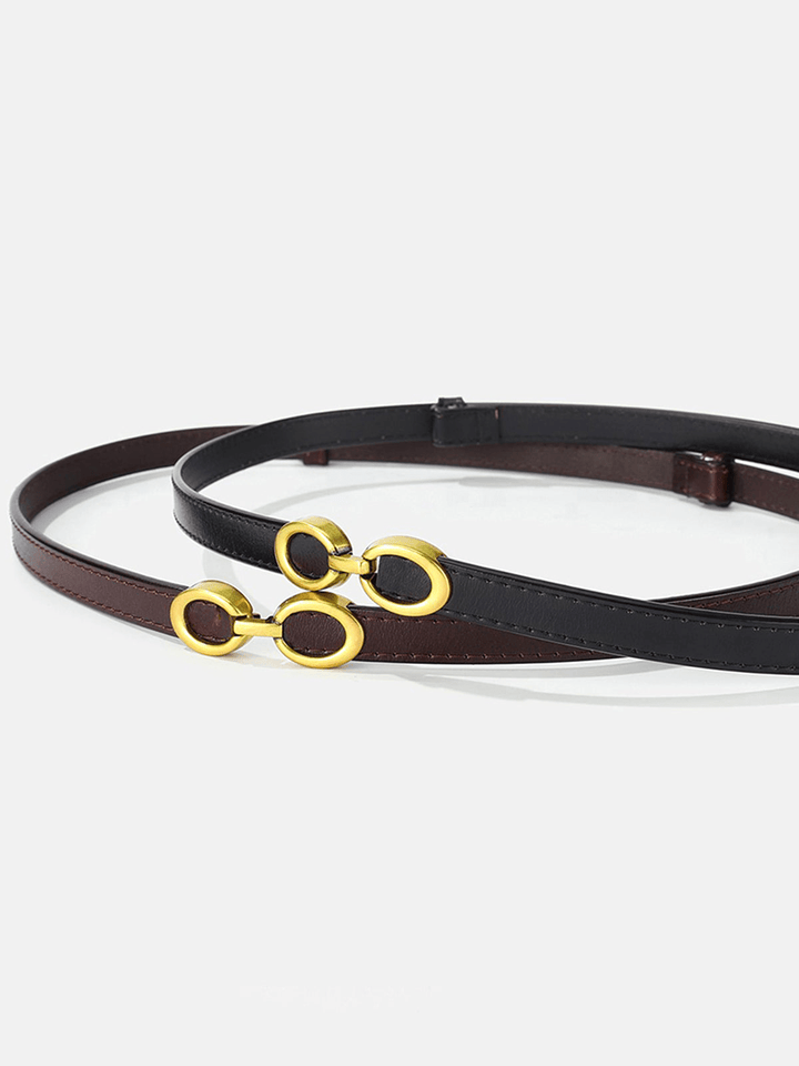 W&W Mode | Elegante Damen Gürtel Schmaler Leder Gürtel Mit Ringverschluss