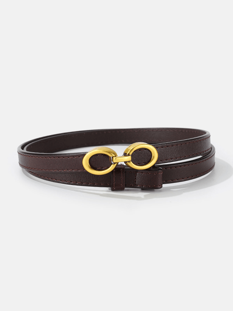 WW | Elegante Damen Gürtel Schmaler Leder Gürtel Mit Ringverschluss