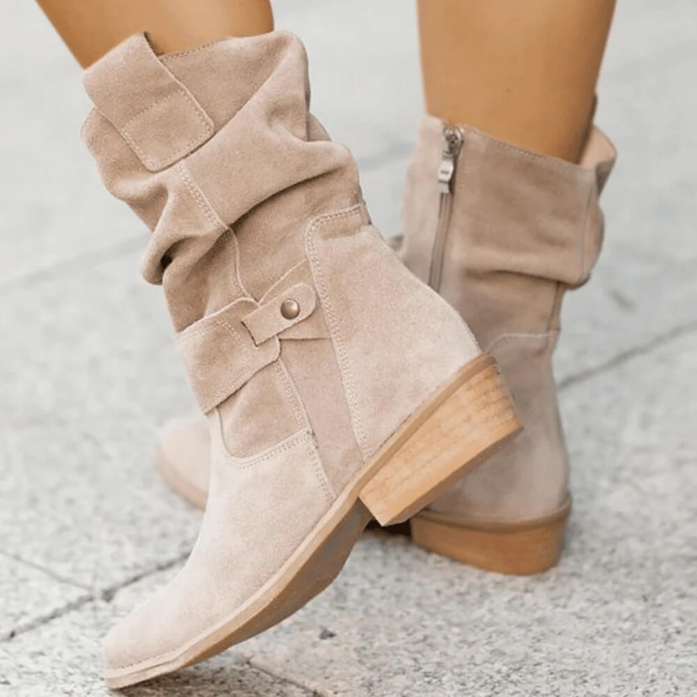 Beige Wildleder-Stiefel