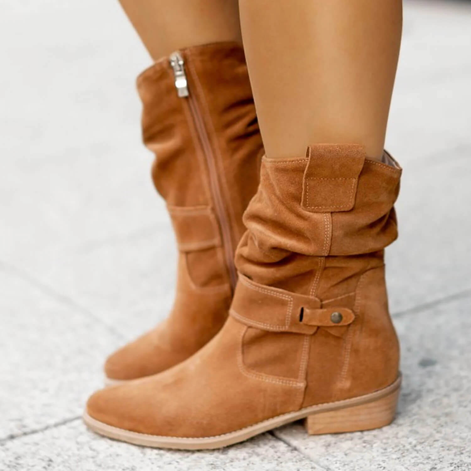 Braun Wildleder-Stiefel