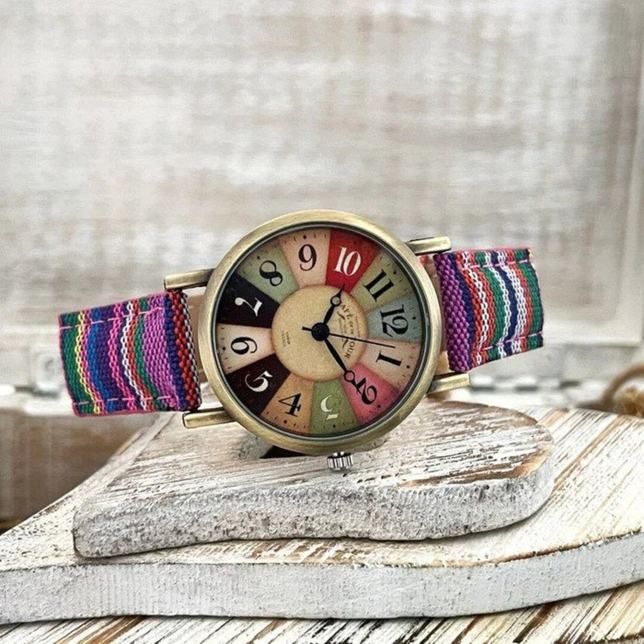 WW | Mehrfarbige Regenbogen Muster Uhr