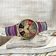 WW | Mehrfarbige Regenbogen Muster Uhr