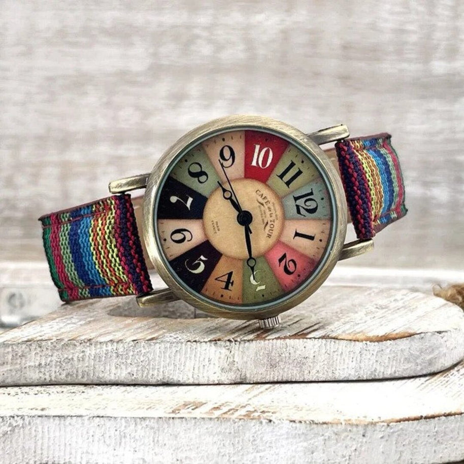 WW | Mehrfarbige Regenbogen Muster Uhr