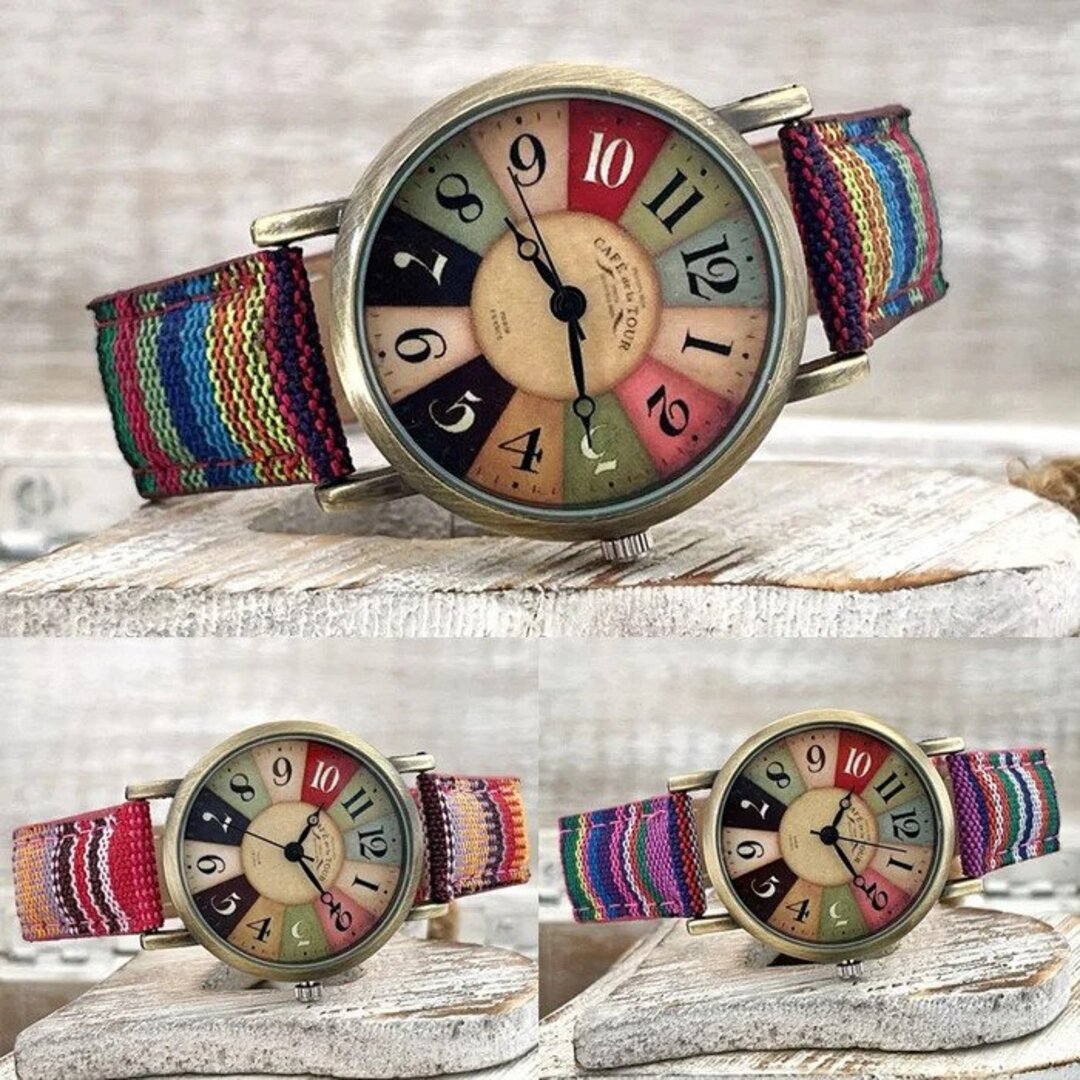WW | Mehrfarbige Regenbogen Muster Uhr