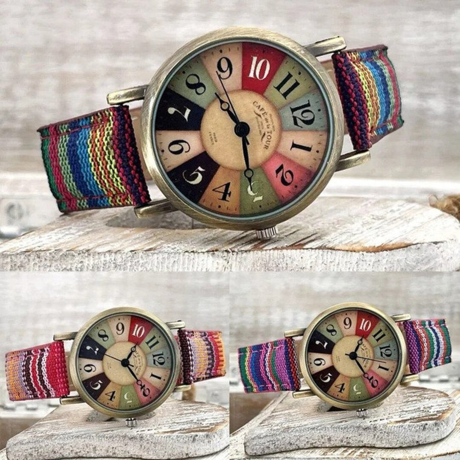 WW | Mehrfarbige Regenbogen Muster Uhr