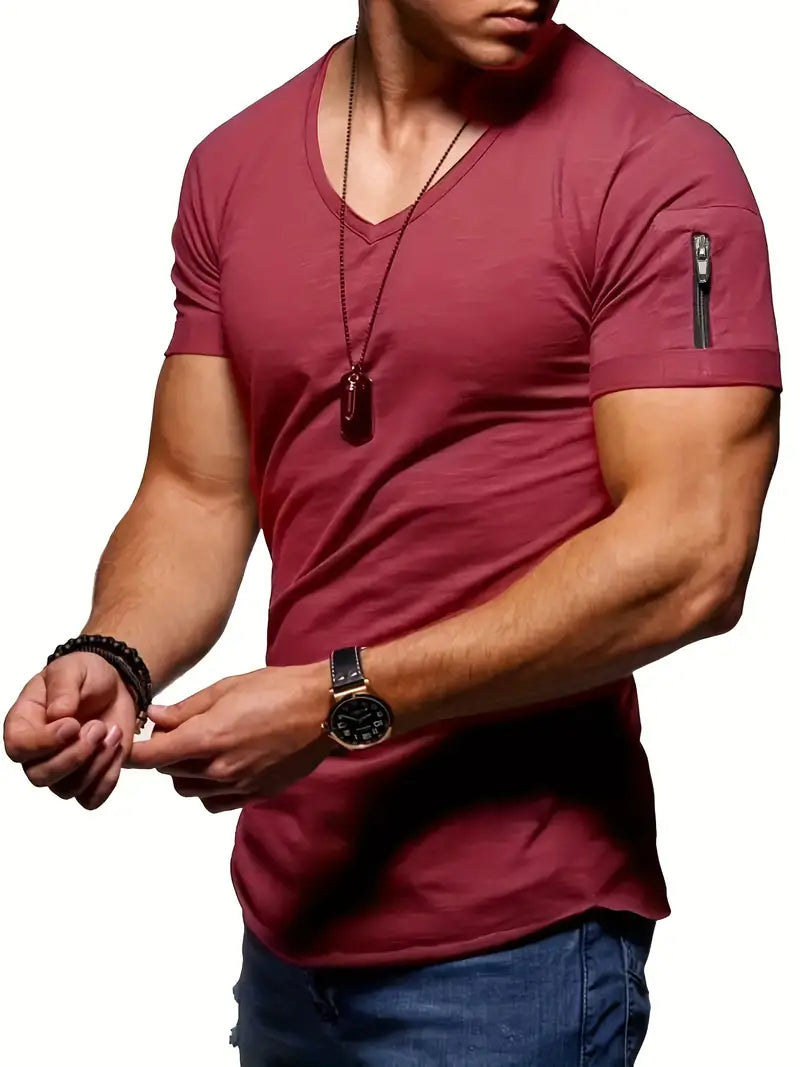 WW | Lässiges T-shirt Mit V-ausschnitt Für Herren
