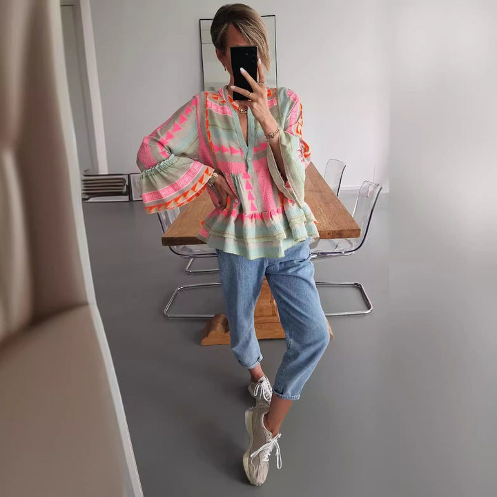 W&W Mode Langarmshirt mit Print für Damen