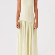 WW | Eden Patchwork Semi-Transparent Chiffon Strapless Maxi-Kleid