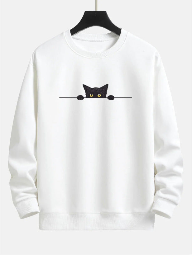 W&W Mode | Relax Fit Sweatshirt Mit Schwarzem Katzenprint
