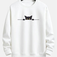 WW | Relax Fit Sweatshirt Mit Schwarzem Katzenprint