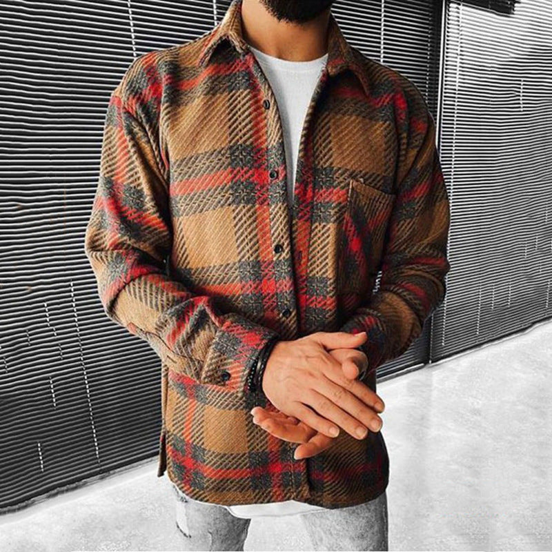 WW | Lässige Karo Langarmjacke Für Herren