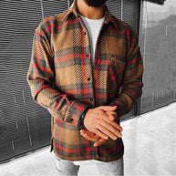 WW | Lässige Karo Langarmjacke Für Herren