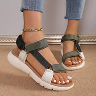 WW | Damen Sandalen: Farbblock, Rutschfest, Elegant, Leicht, Outdoor, Sommer