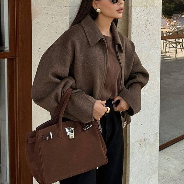 W&W Mode | Warme Langärmelig Daunen Kragen Jacke mit Reißverschluß