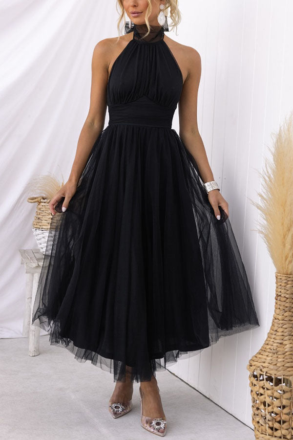 W&W Mode | Halfterhals Abendkleid Tüllschichten Elegante Formelle Kleidung