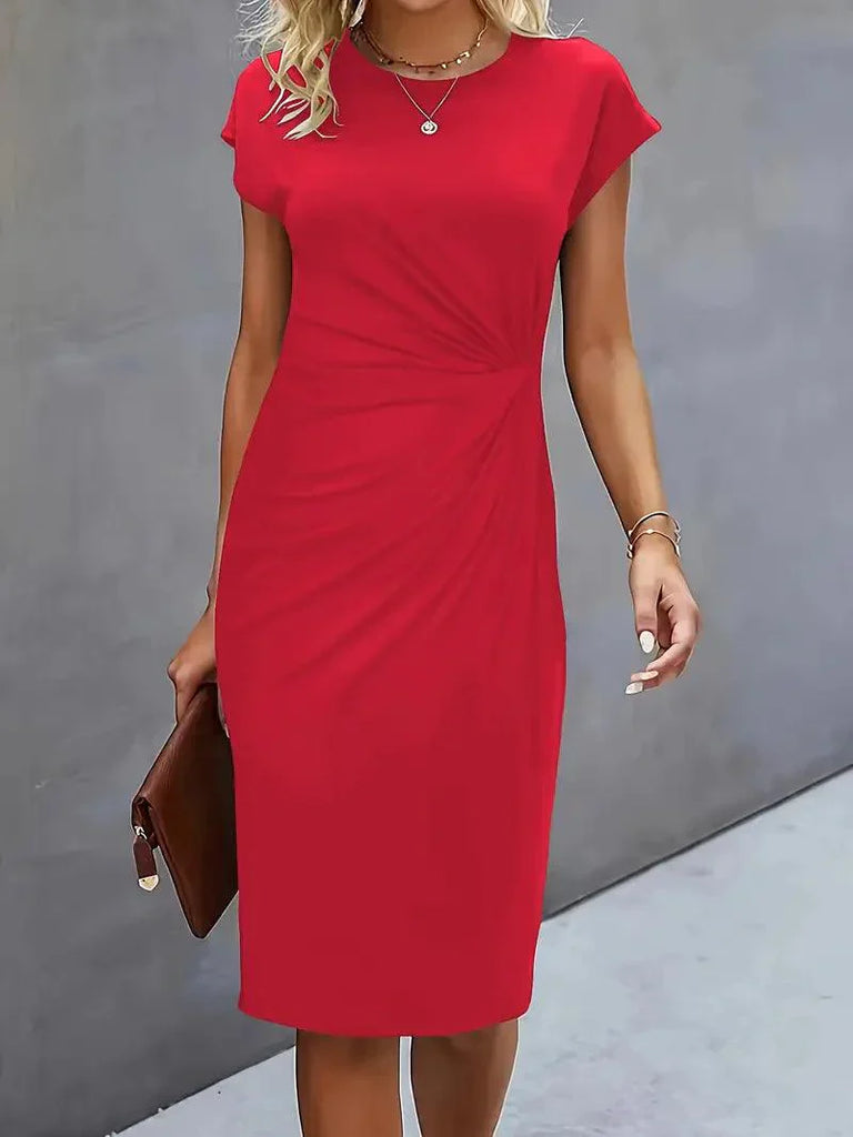 WW | Stilvolles Schmales Kleid Mit Rundhalsausschnitt