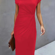 WW | Stilvolles Schmales Kleid Mit Rundhalsausschnitt