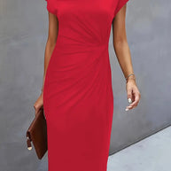 WW | Einfarbiges Rundhalskleid mit Rundhalsausschnitt