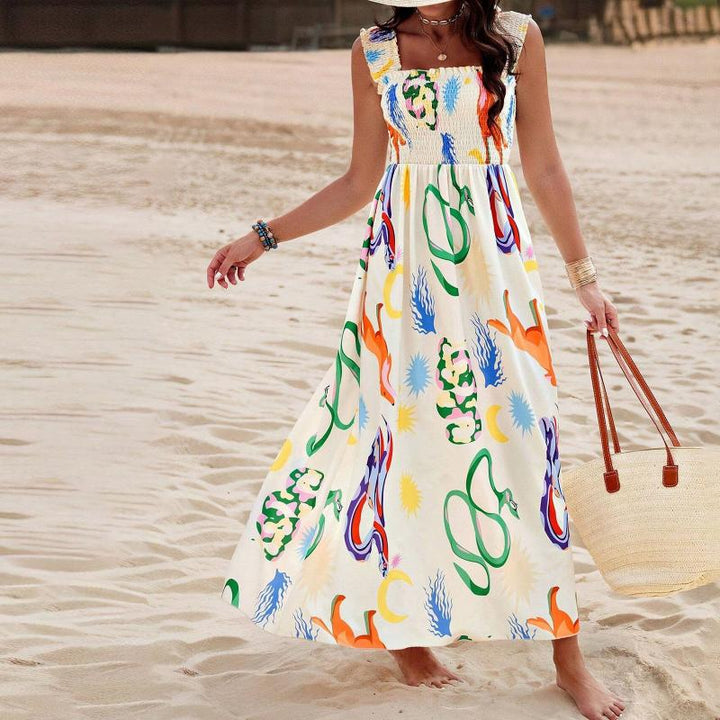 W&W Mode Strandkleid | Farbenfrohes Maxi-Sommerkleid
