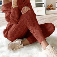 WW Gestricktes Passendes Sweatshirt & Hosen Outfits Zweiteiliges Set