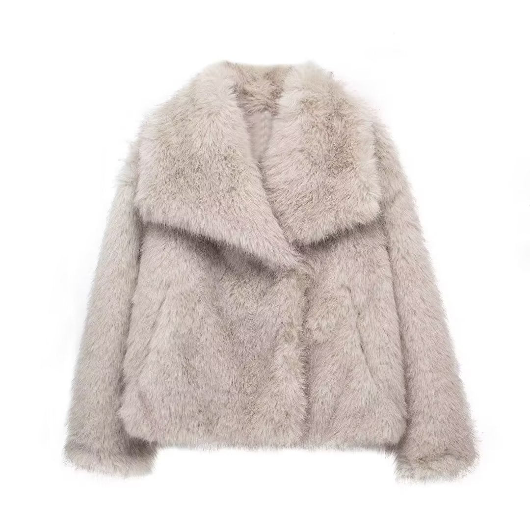 W&W Mode - Damen Herbst, Winter Pelz Mantel Imitation