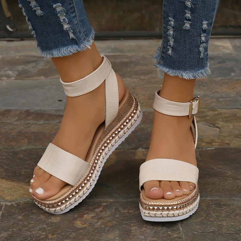 WW | Sommer Sandalen Mit Schnallenriemen Und Plateau