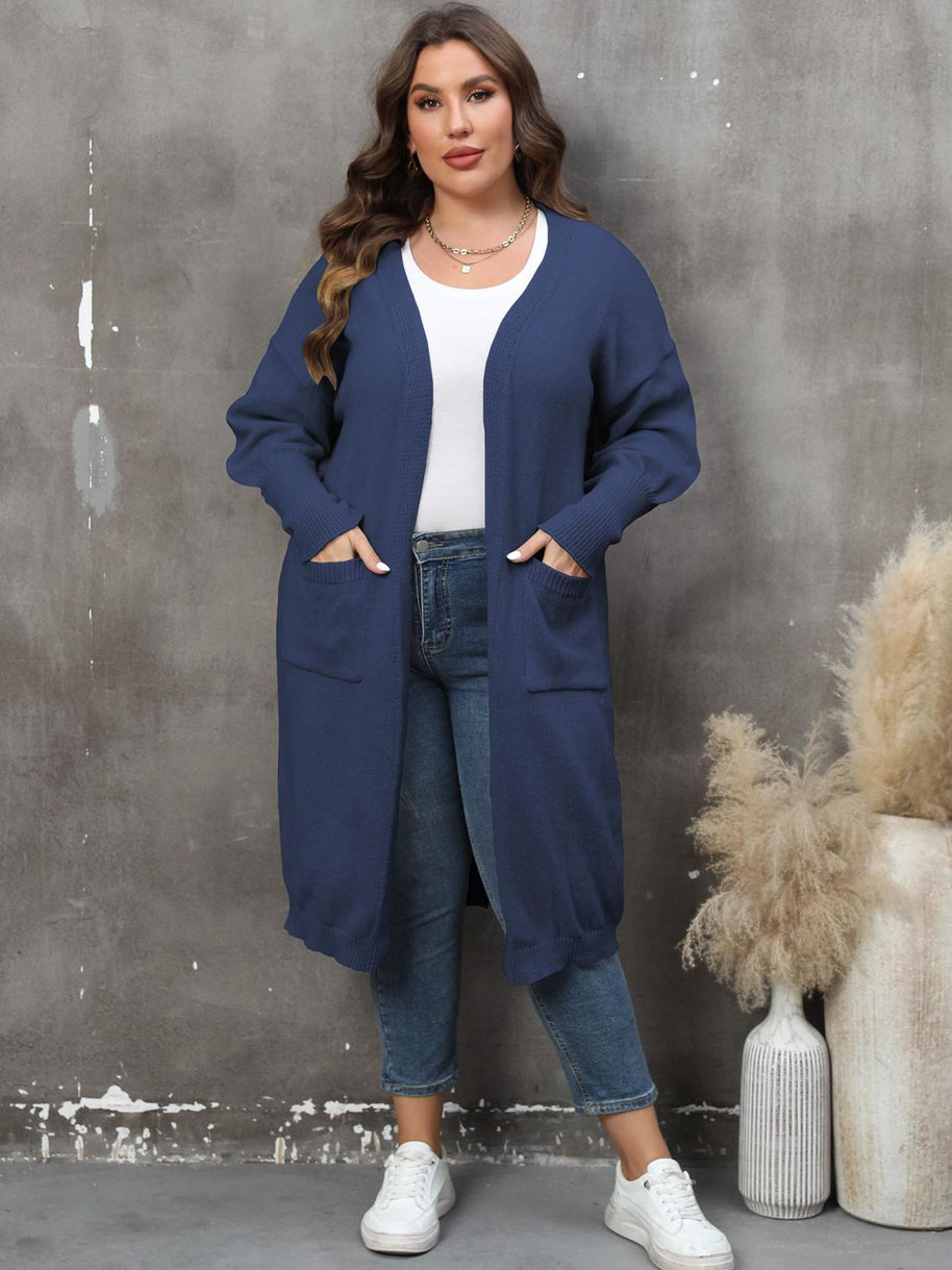 WW | Plus Size Langarm Taschen Cardigan