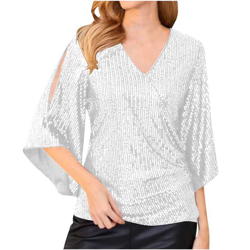 WW | Lockeres Midilanges T-Shirt Mit Pailletten Für Frauen
