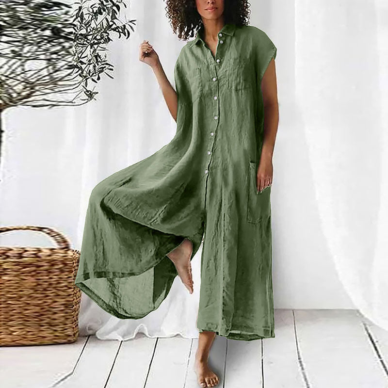 WW | Super Stylischer Leinen Jumpsuit Für Damen