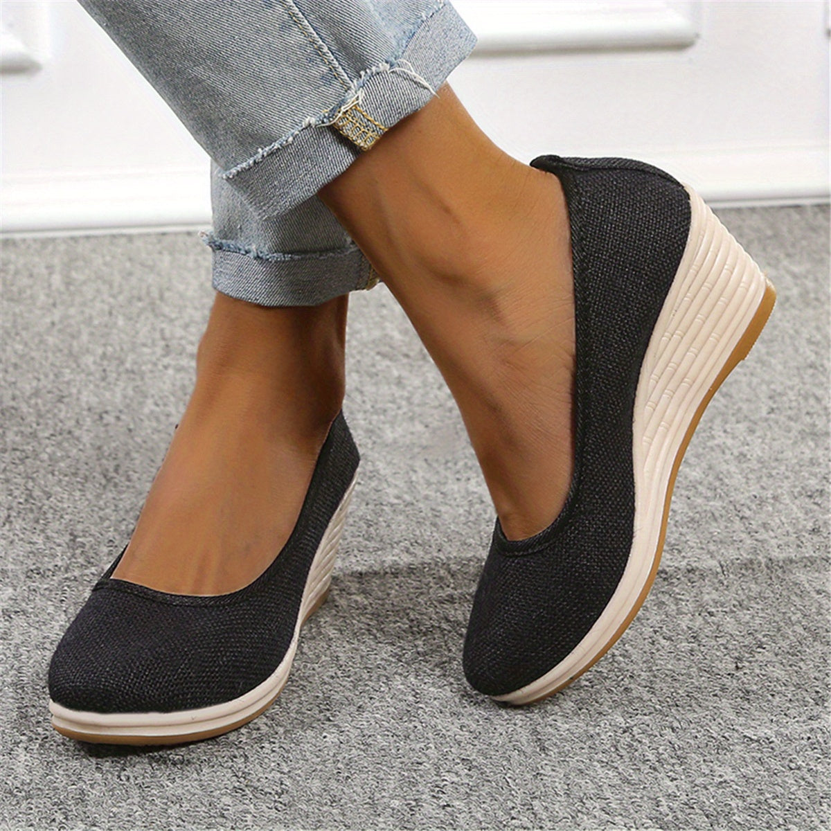 WW | Atmungsaktive Slipper Mit Keilabsatz Schuhen