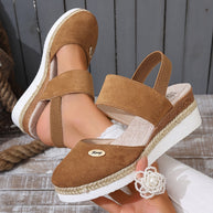 WW | Damen Sandalen Auf Plattform: Rutschfest, Geschlossene Zehe, Elastischer Riemen