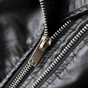 WW - Revers Reißverschluss Slim Fit Lederjacke