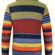 WW | Großer Gestrickter Herren Strickjacke Mit Kontrastierenden Farben