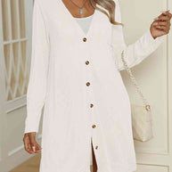 WW | V-Ausschnitt Knopf-Oben Langarm Cardigan