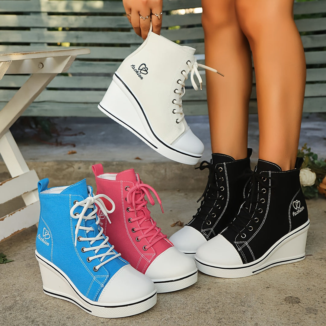 W&W Mode | Einfache Canvas Stiefeletten Mit Liebesmotiv
