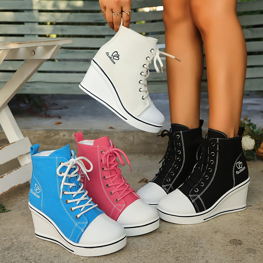 WW | Einfache Canvas Stiefeletten Mit Liebesmotiv