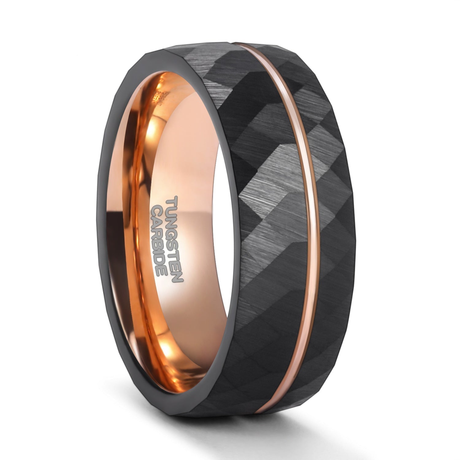 WW | 8mm Schwarzer Turmalin Wolframkarbid Ring