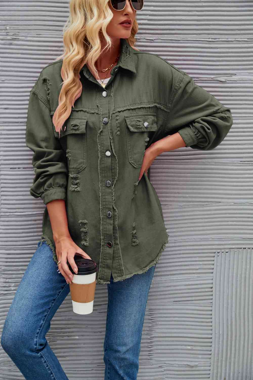 WW | Zerrissene Rohsaum-Denimjacke