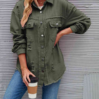 WW | Zerrissene Rohsaum-Denimjacke