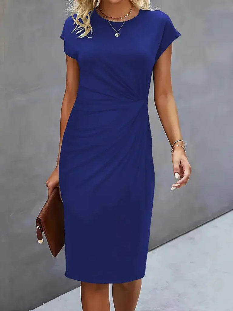 WW | Stilvolles Schmales Kleid Mit Rundhalsausschnitt