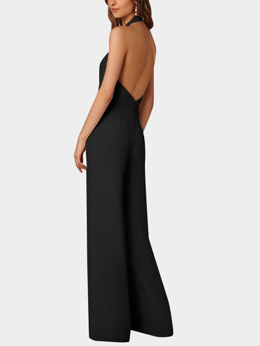 WW | Tiefer V-Ausschnitt Ärmelloser Breiter Bein Jumpsuit