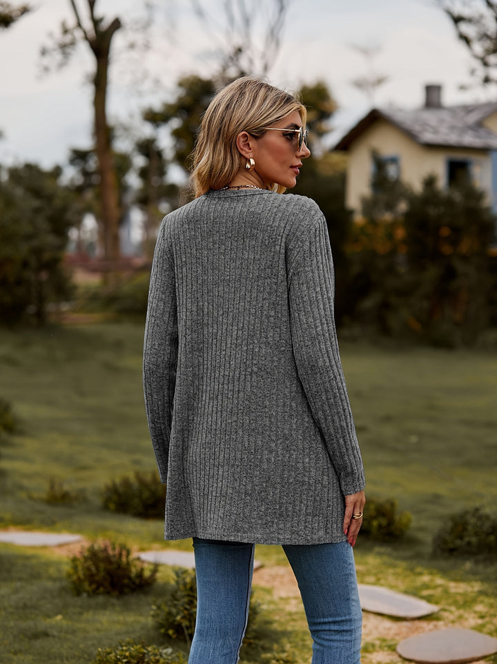 W&W Mode Warmer Gerippter Baumwolle Strickcardigan Für Damen | Perfekt Für Lässige Tage