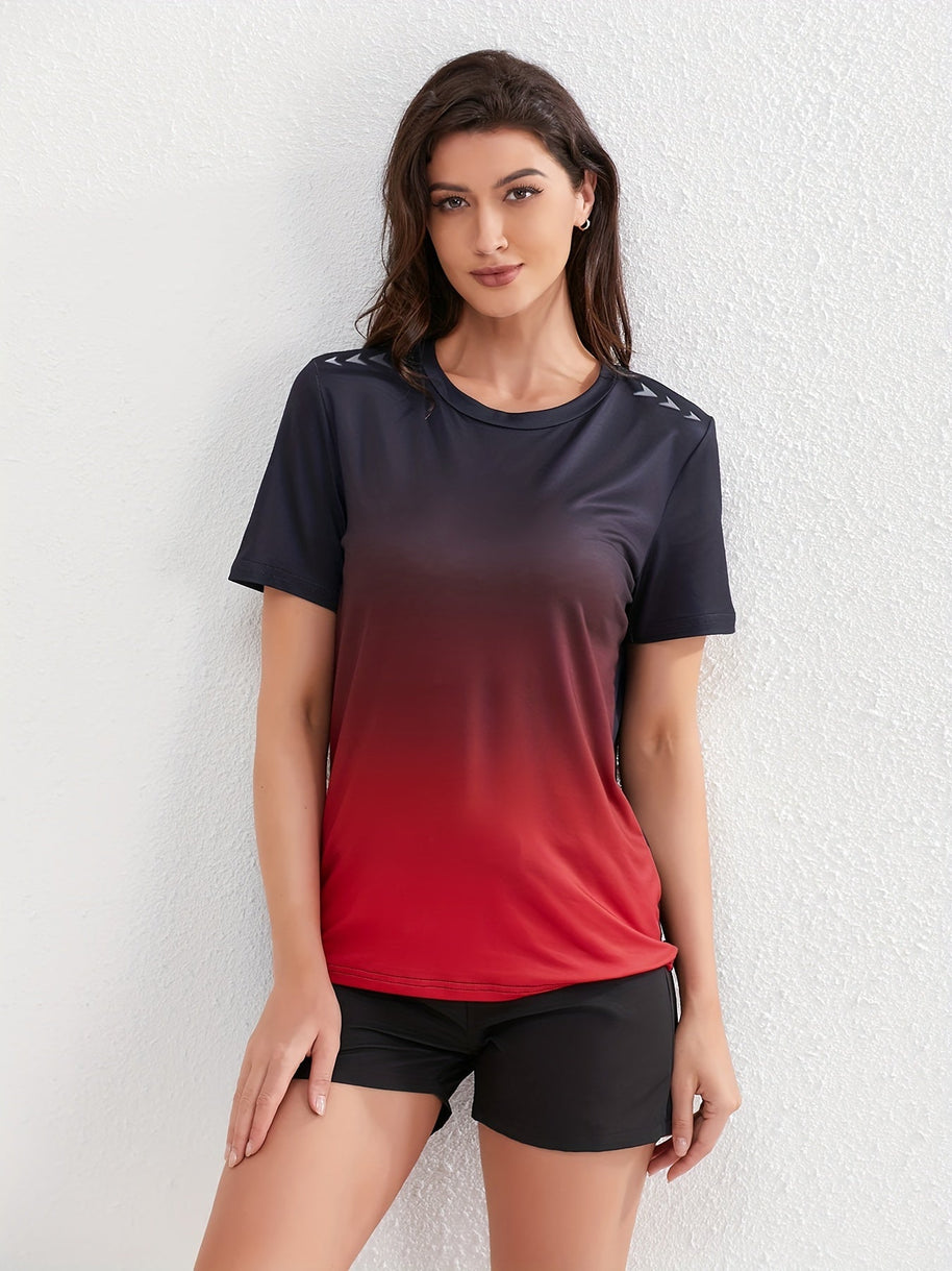 WW | Damen Ombre Sport T-shirt Mit Kurzen Ärmeln