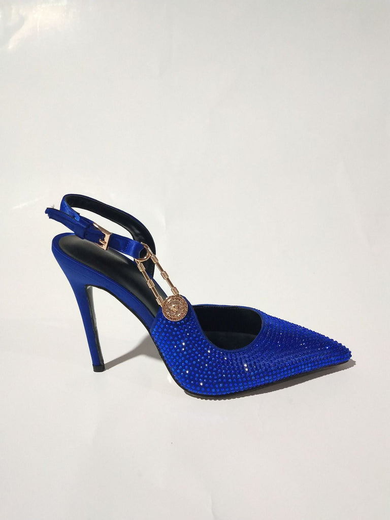 WW | Damen Rhinestone Spitzeblatt Riemen Dekorative Absatzschuhe