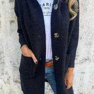 WW | Lässiger Herbst Strickcardigan mit Kapuze für Frauen