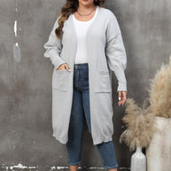 WW | Plus Size Langarm Taschen Cardigan