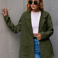 WW | Corduroy Langarm Longline Blazer mit Taschen